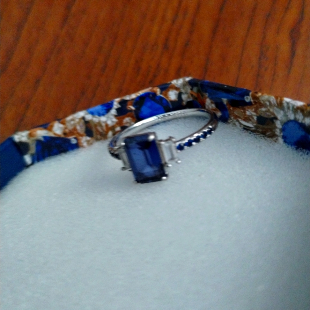 Rhodium Sapphire Ring